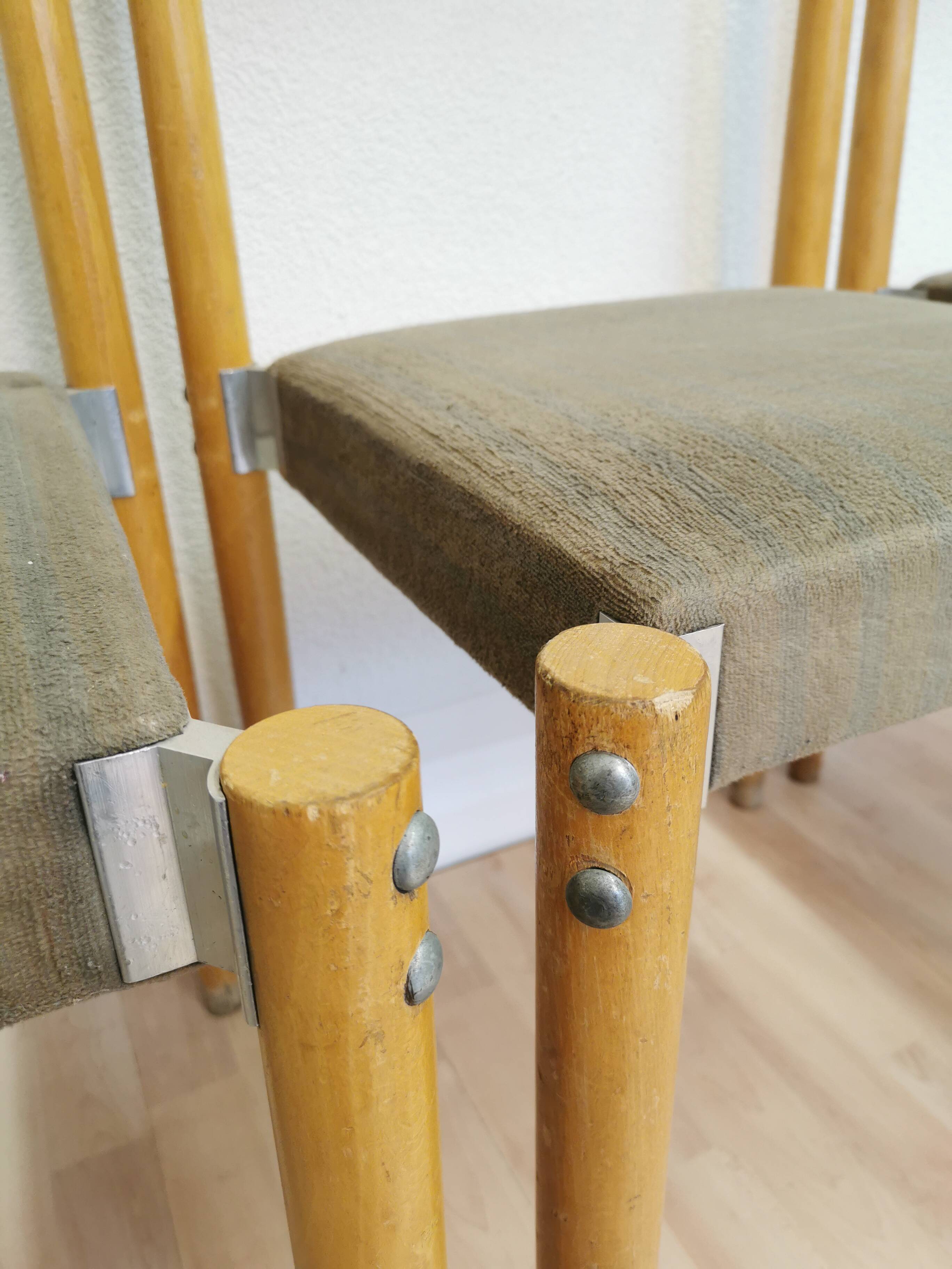 Vintage Miroslav Navratil Dining Chairs: 1970s Czechoslovakia, Gray Fabric