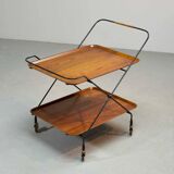 Minimalistic Paul Nagel Teak and Steel Teatrolley. Germany, 1950s