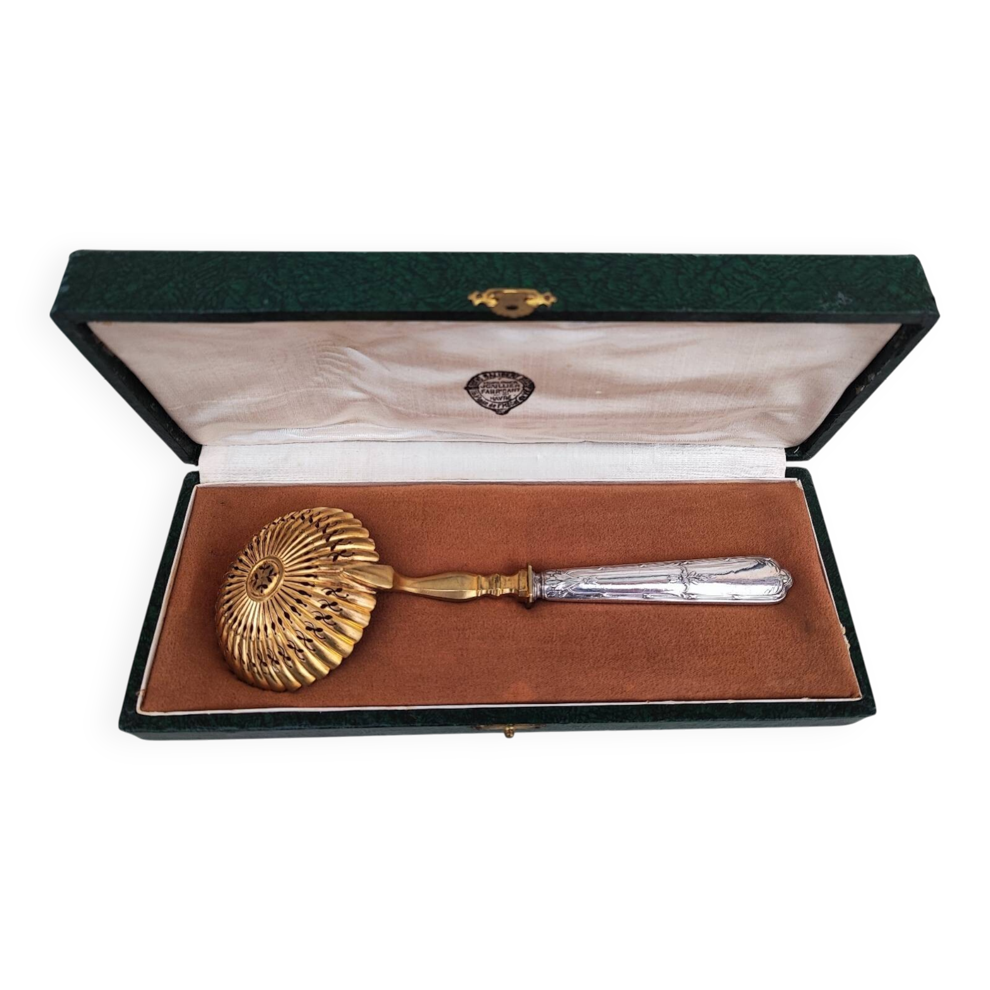 Silver and gilt silver sugar sifting spoon