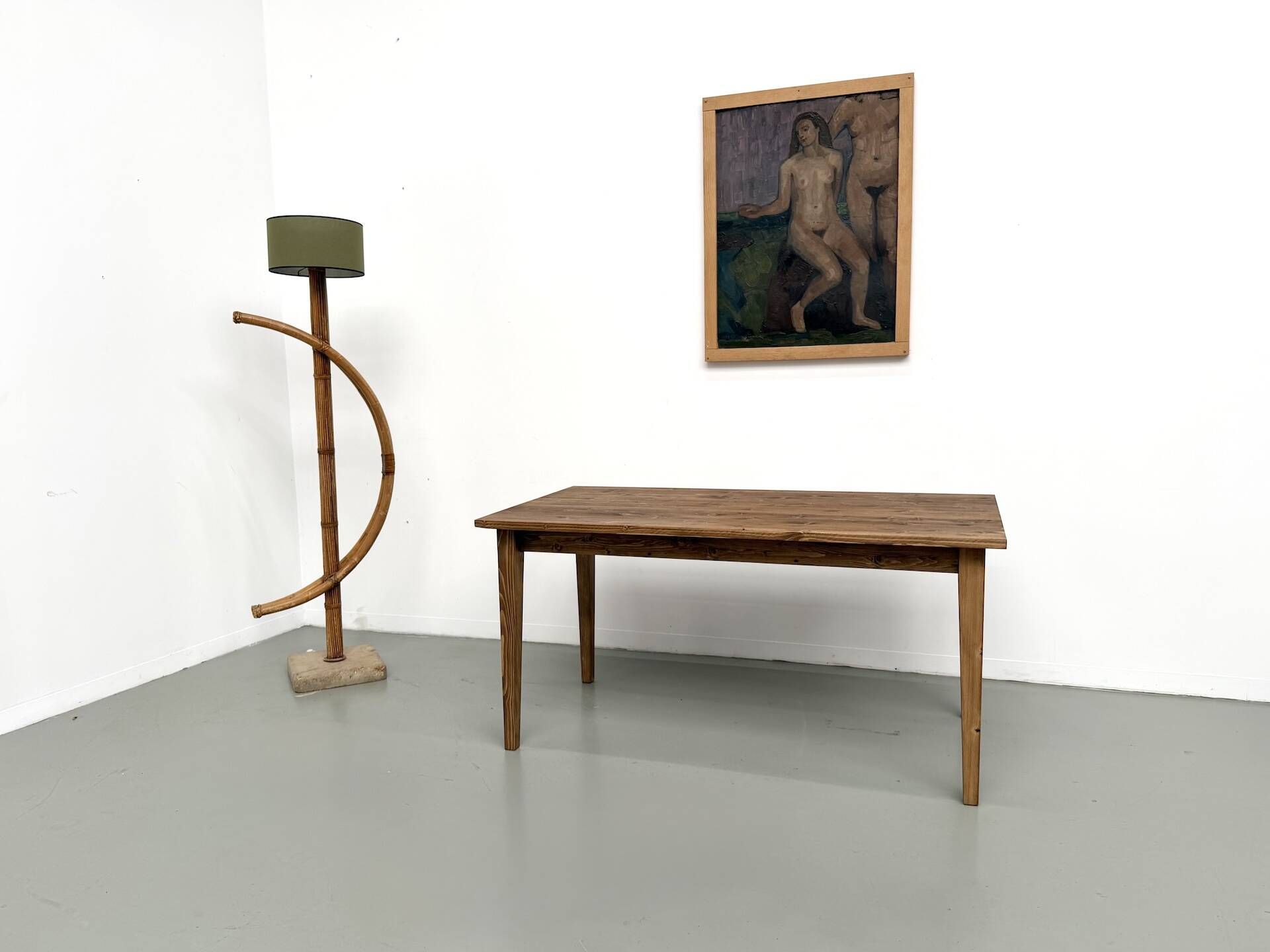 Farm table with tapered legs, L155 cm