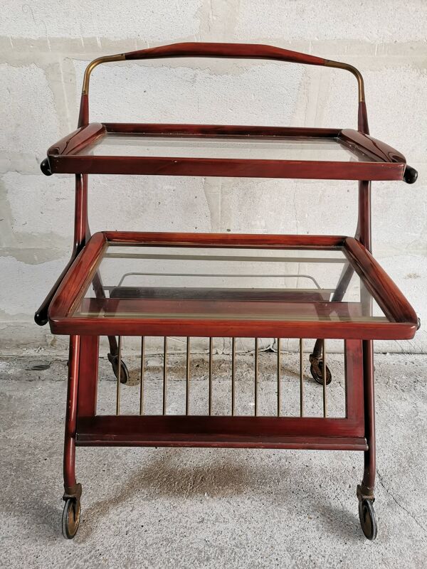Table desserte bar à roulettes plateau amovibles design 50 vintage italie