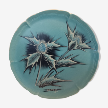 Vintage dish with blue thistles. Kercy's Quimper. 1960/70
