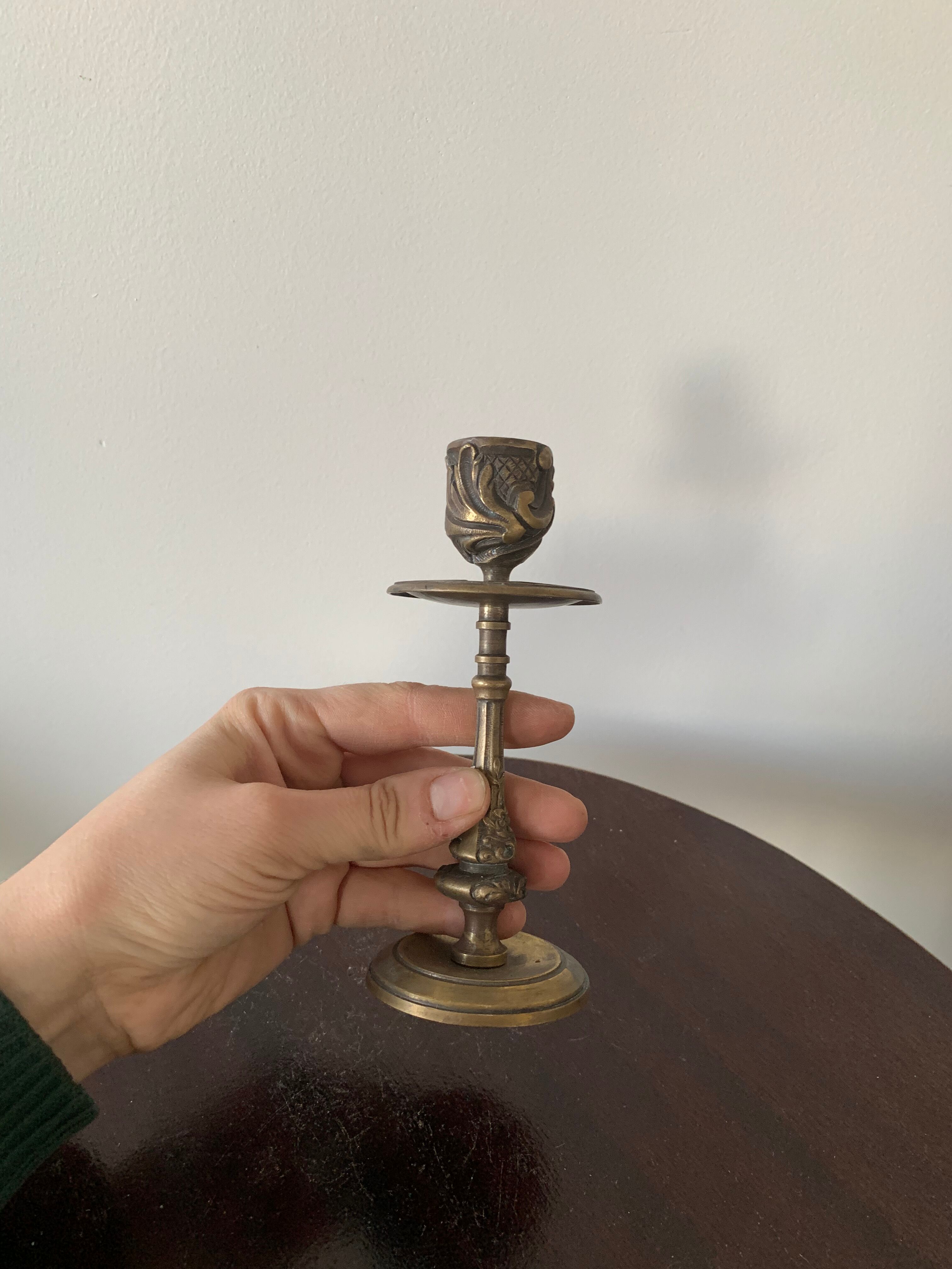 Antique bronze candle holder