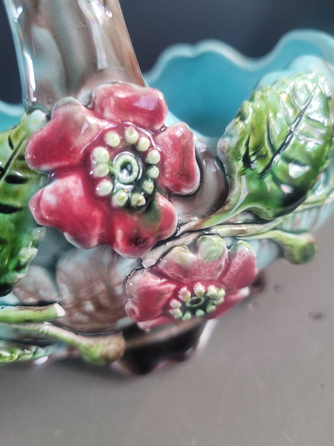 Antique slip basket pot