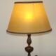 Spanish Vintage Brass Table Lamp With Beige Braided Plastic Shade 5555