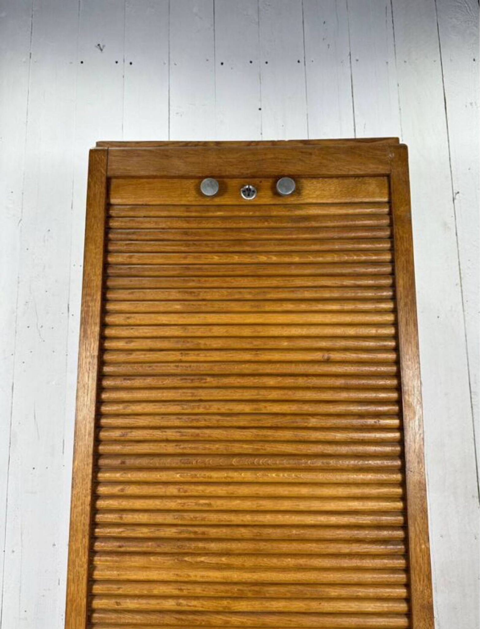 Vintage wooden curtain cabinet – antique office furniture