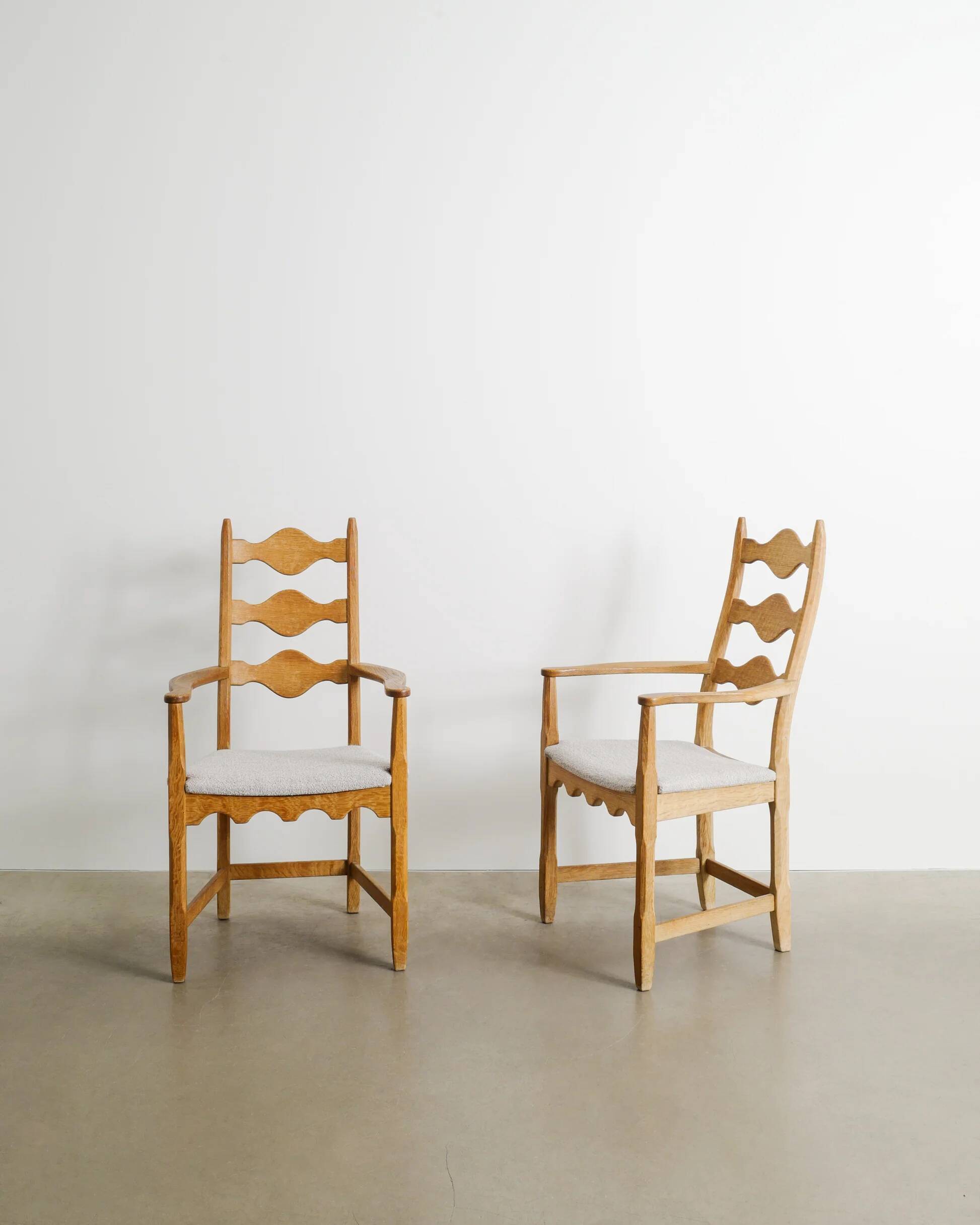 Pair of Danish Mid Century Wooden Armchairs by Henning Kjaernulf, 1960s