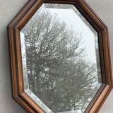 Rustic beveled mirror in molded natural wood 64 x 56 cm