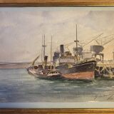 Old painting, navy, signed and dated 1931