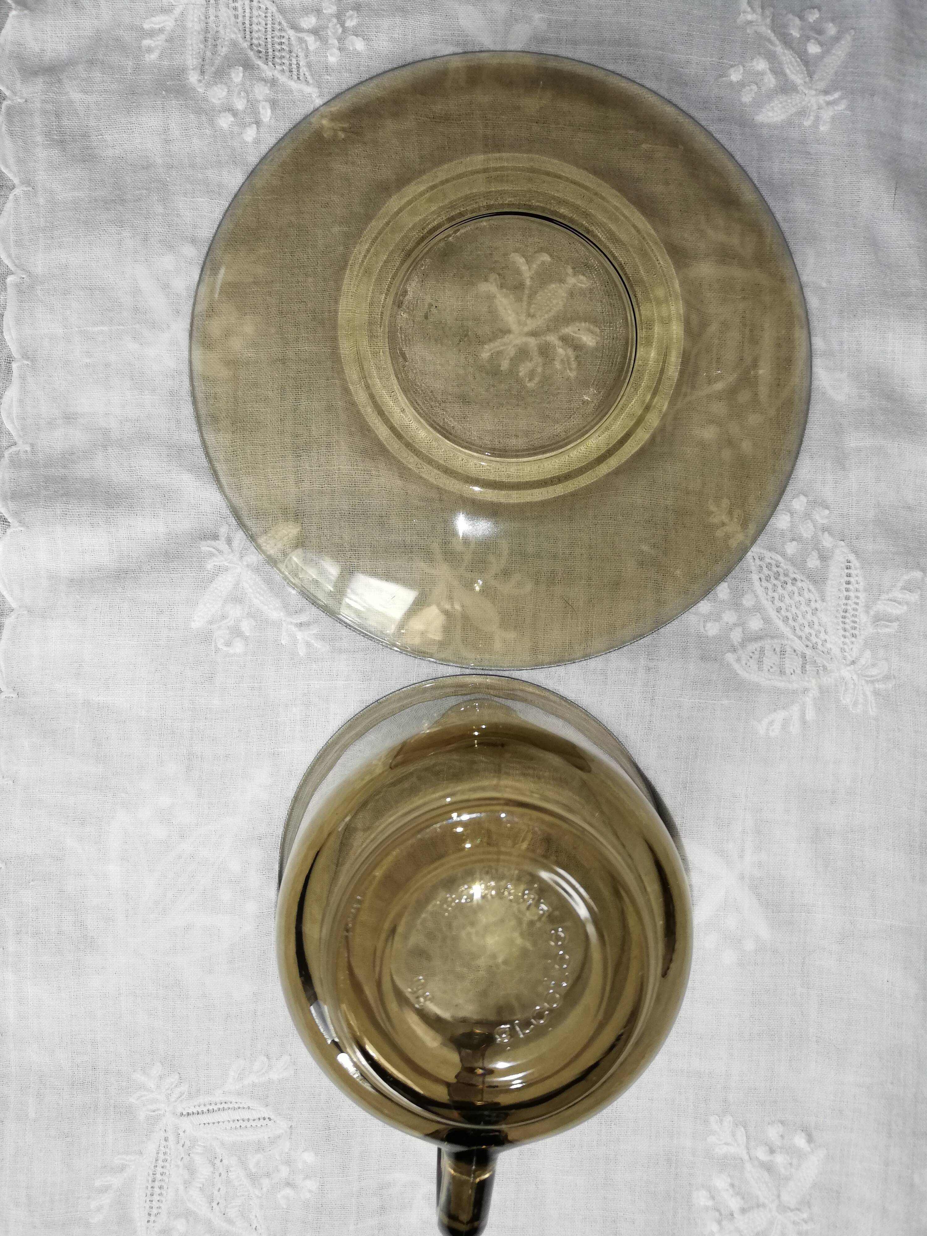 Arcoroc smoked glass coffee service