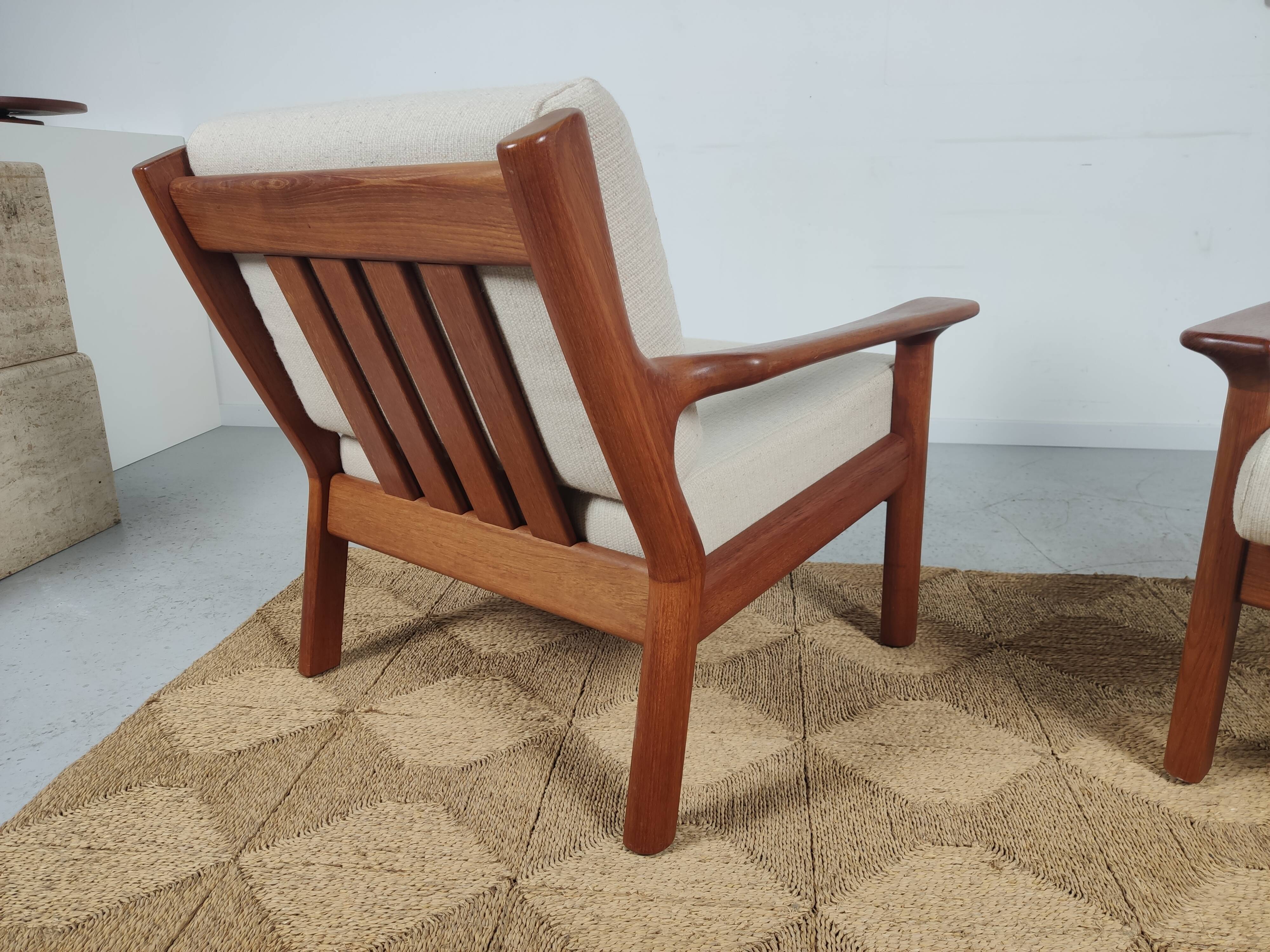Pair of teak chairs Juul Kristensen for Glostrup Denmark 1960s