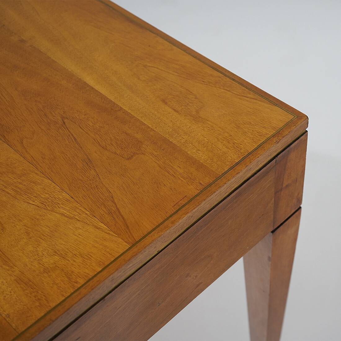 Walnut desk with brass details, 1950s