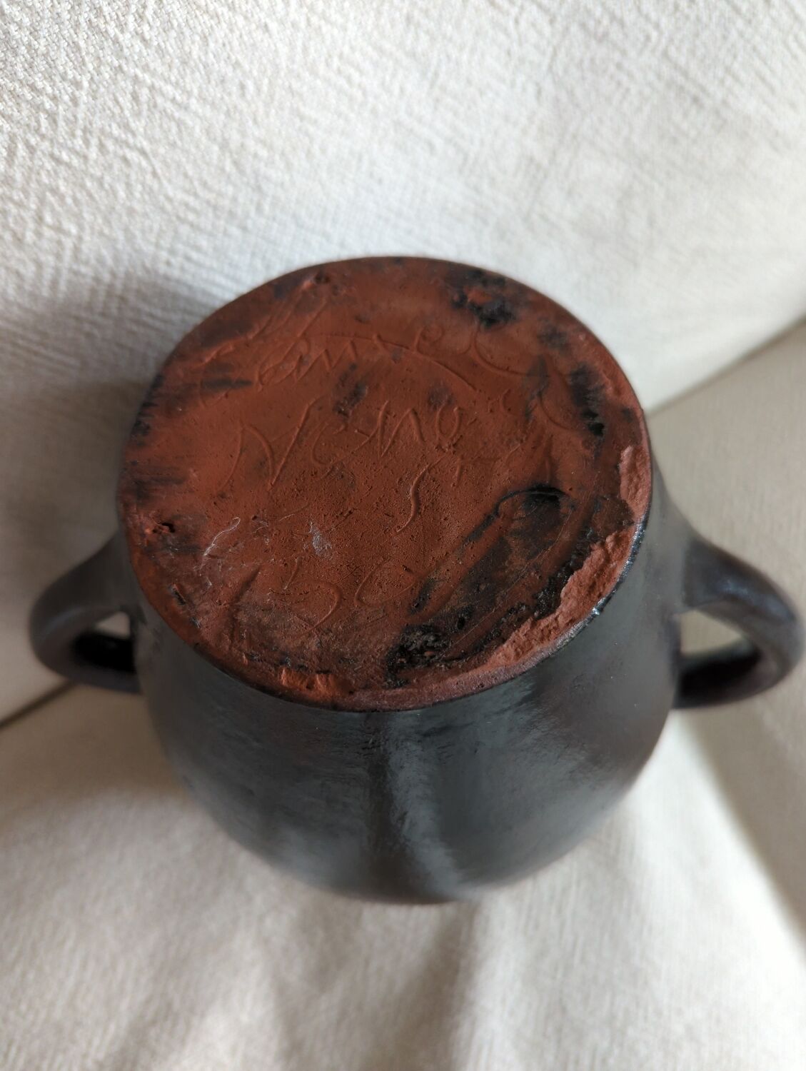 Nehou pottery vase signed Hamel