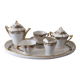 Coffee and tea service for two with its tray in Limoges porcelain.