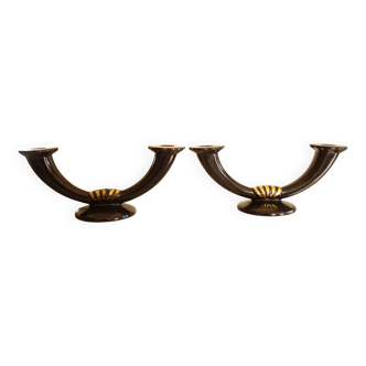 Paire de Bougeoir Gien Art Deco