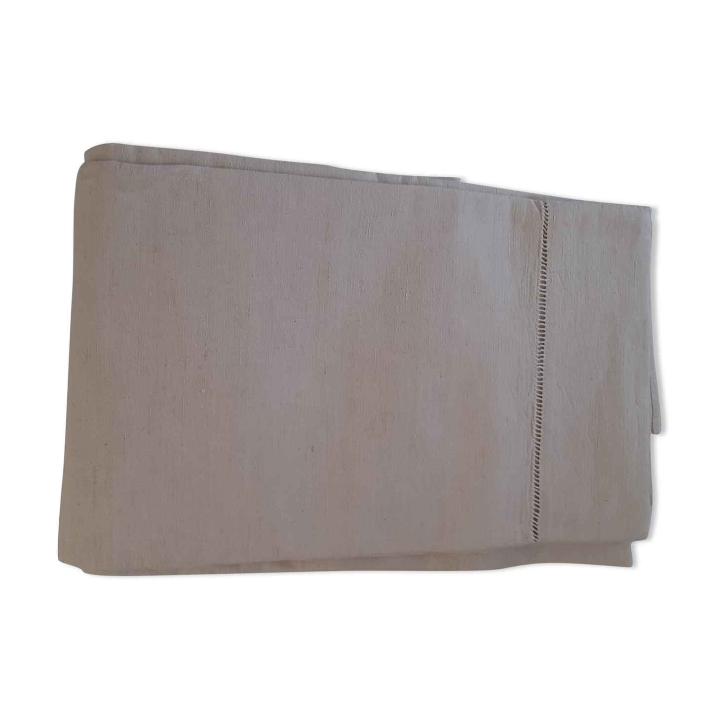 Linen sheet, bordered by a handmade day