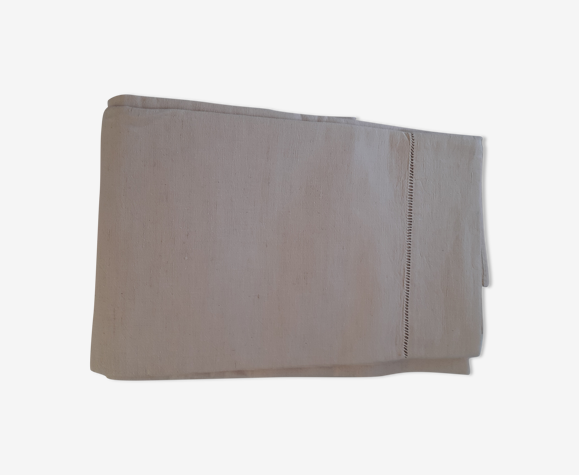 Drap en lin, bordé d'un jour fait main