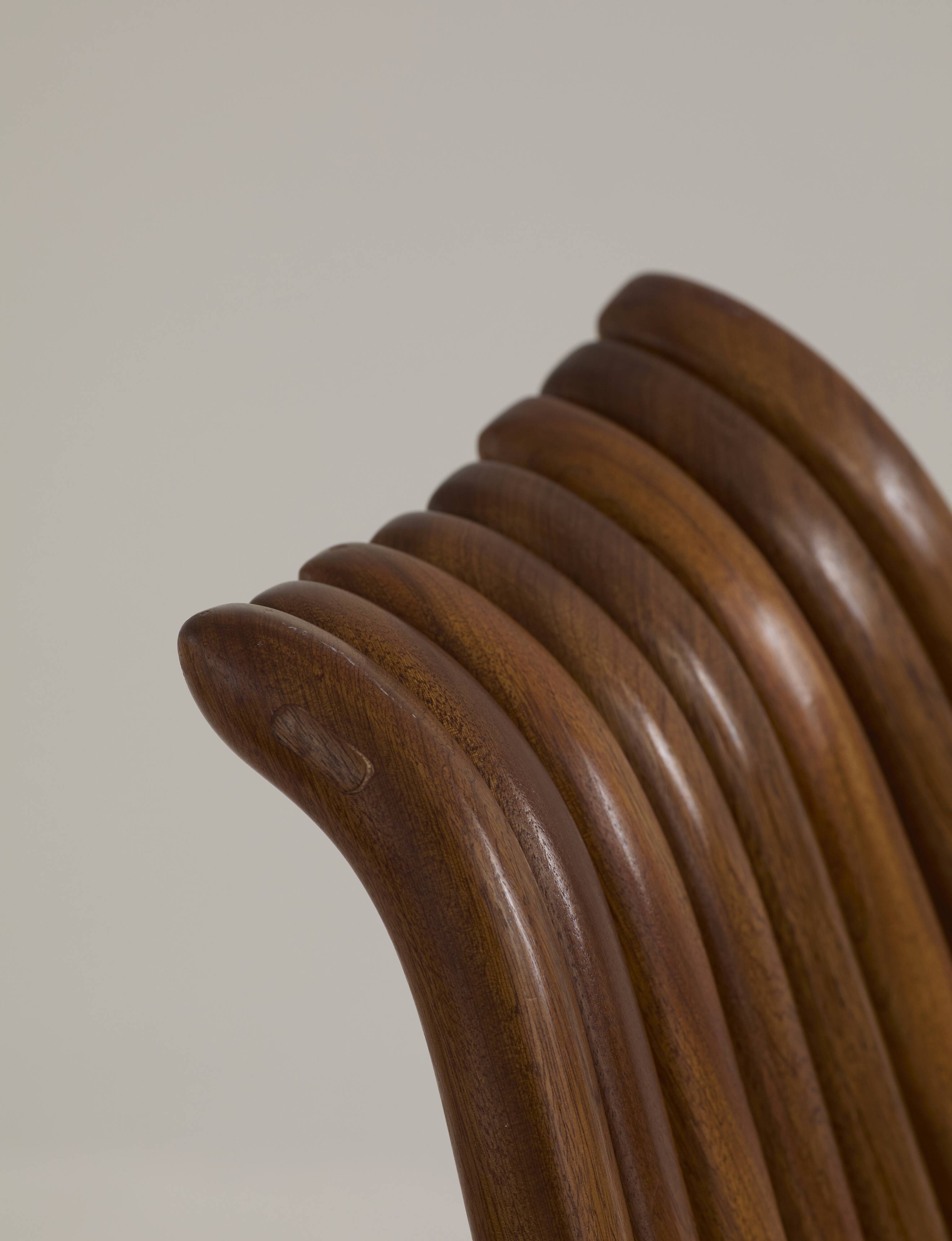 Handcrafted folding chair in solid wood (Iroko) vintage circa 1970.