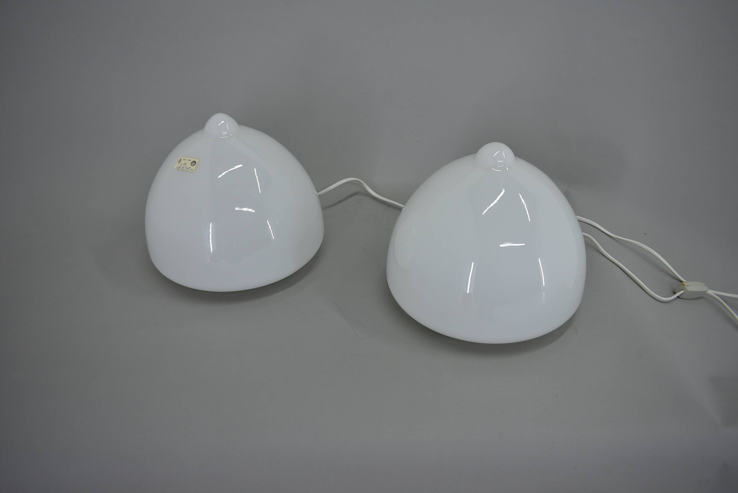 Pair of glass table lamps by Krásno nad Bečvou, 1960s