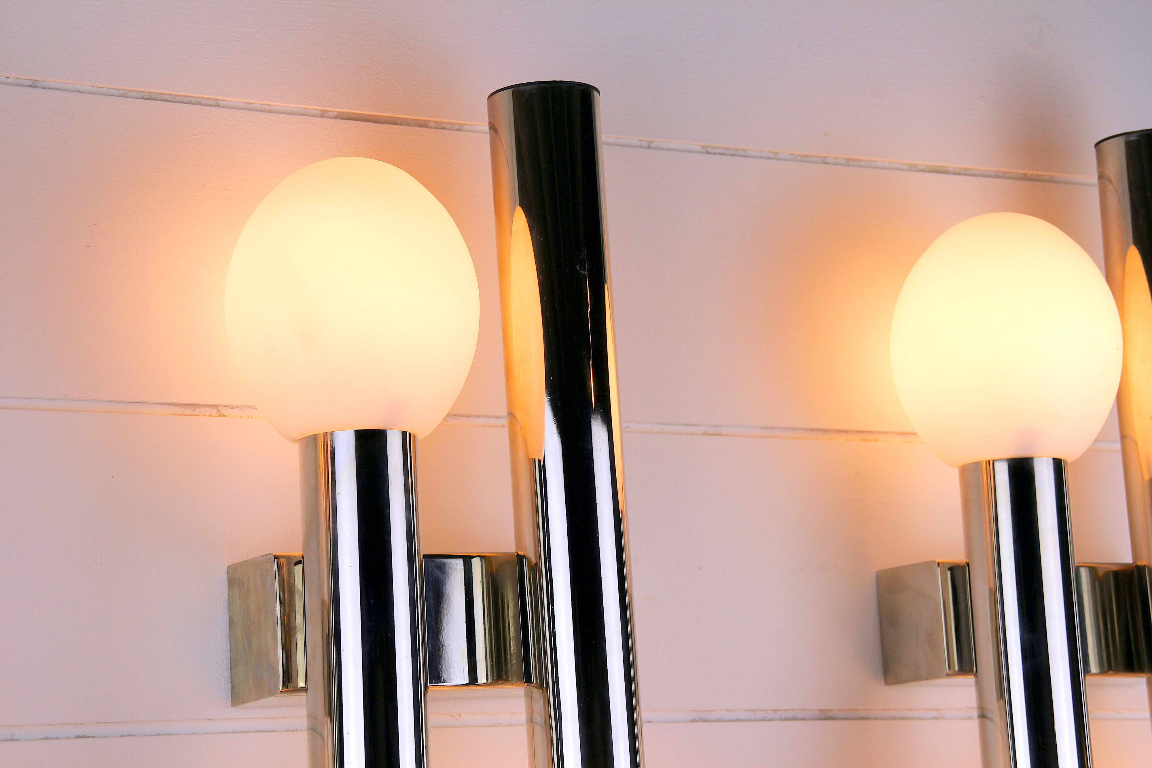 chrome wall lamp by Gaetano Sciolari - Italy, 1970s