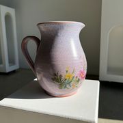 Vintage purple carafe with field flower patterns H:20cm