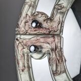 Venetian round mirror in pink and purple murano glass 1960s