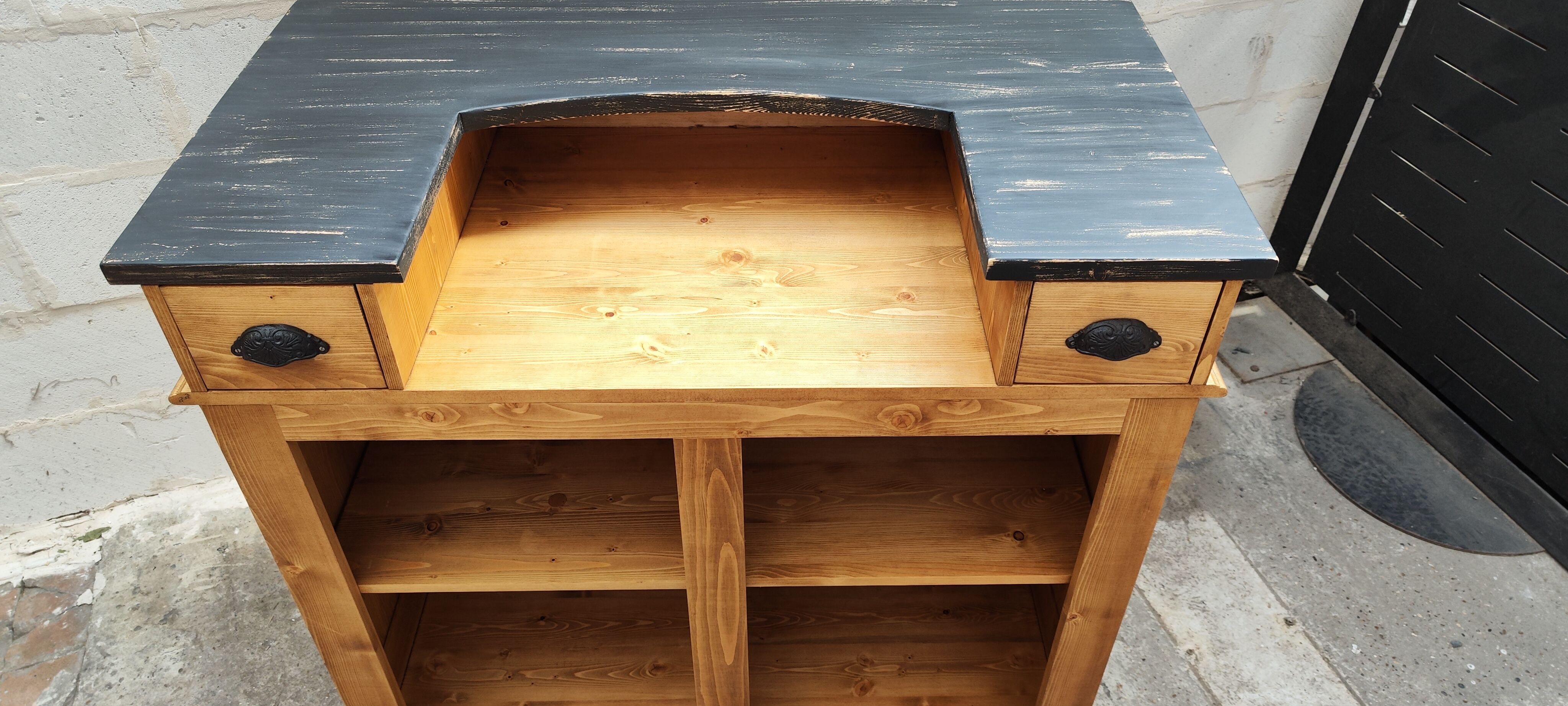 Waxed pine counter bar crate furniture trade