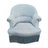 Fauteuil crapaud tissu bleu