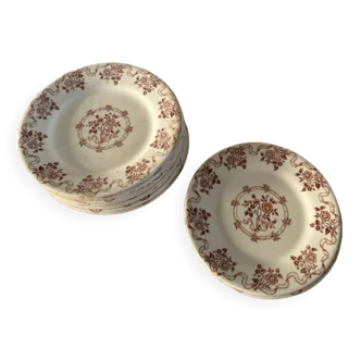 Lot floral plates porcelain of Gien