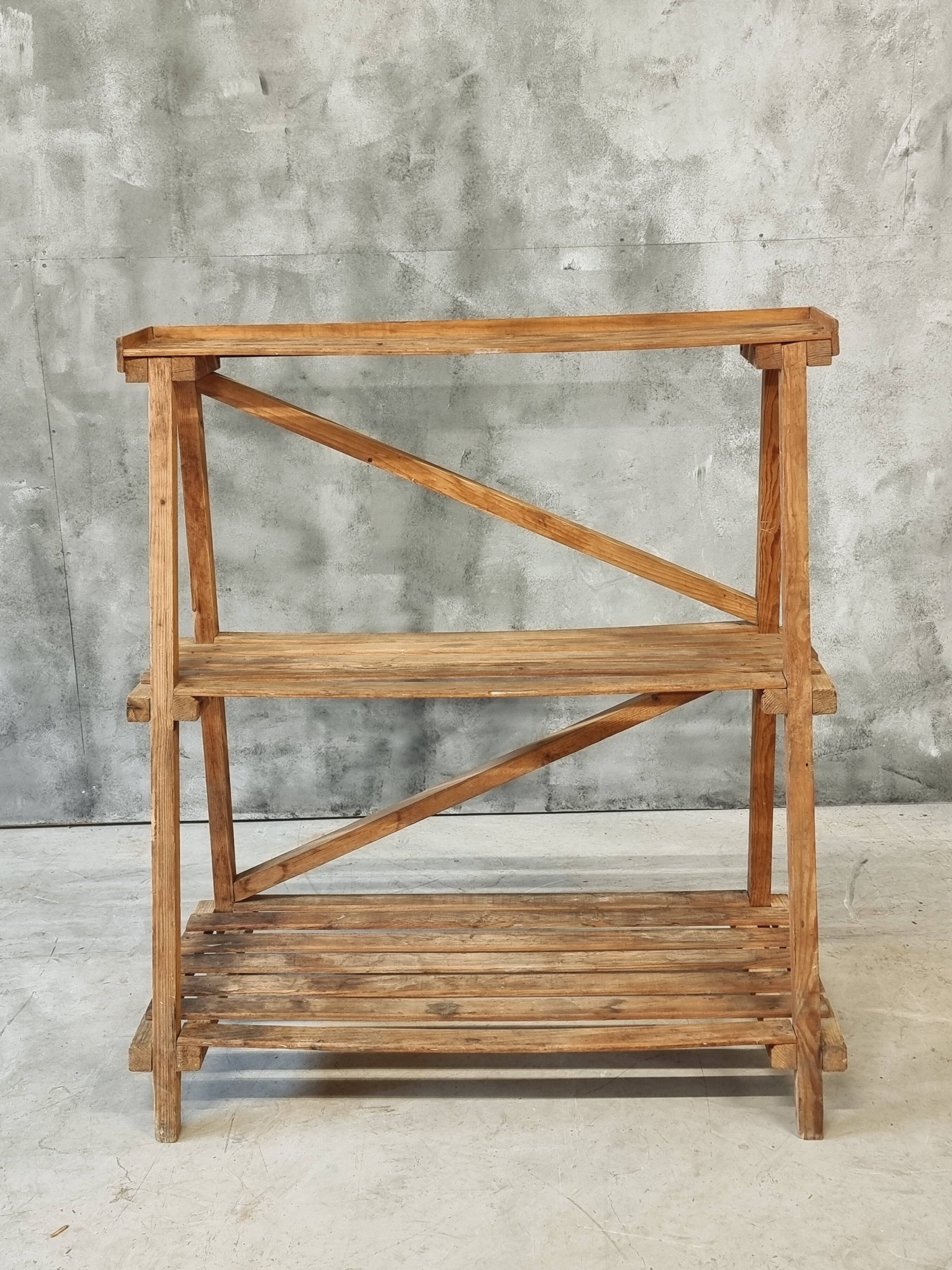 Plant shelf made of old pine wood