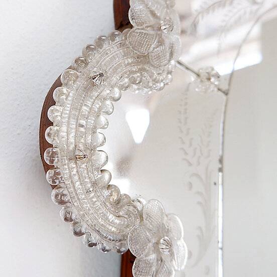 Italian Venetian Murano Floral Wall Mirror