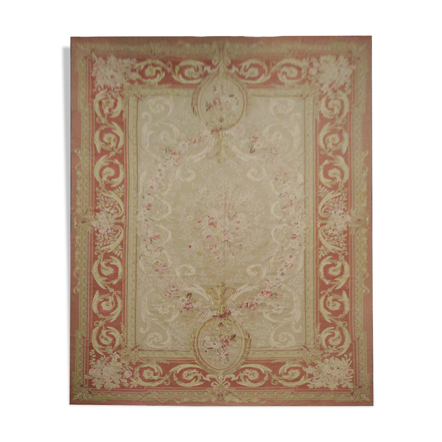 Handmade Vintage Needlepoint Rug Aubusson Tapestry - 122x186cm