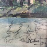 Watercolor signed M.Aubert 1944