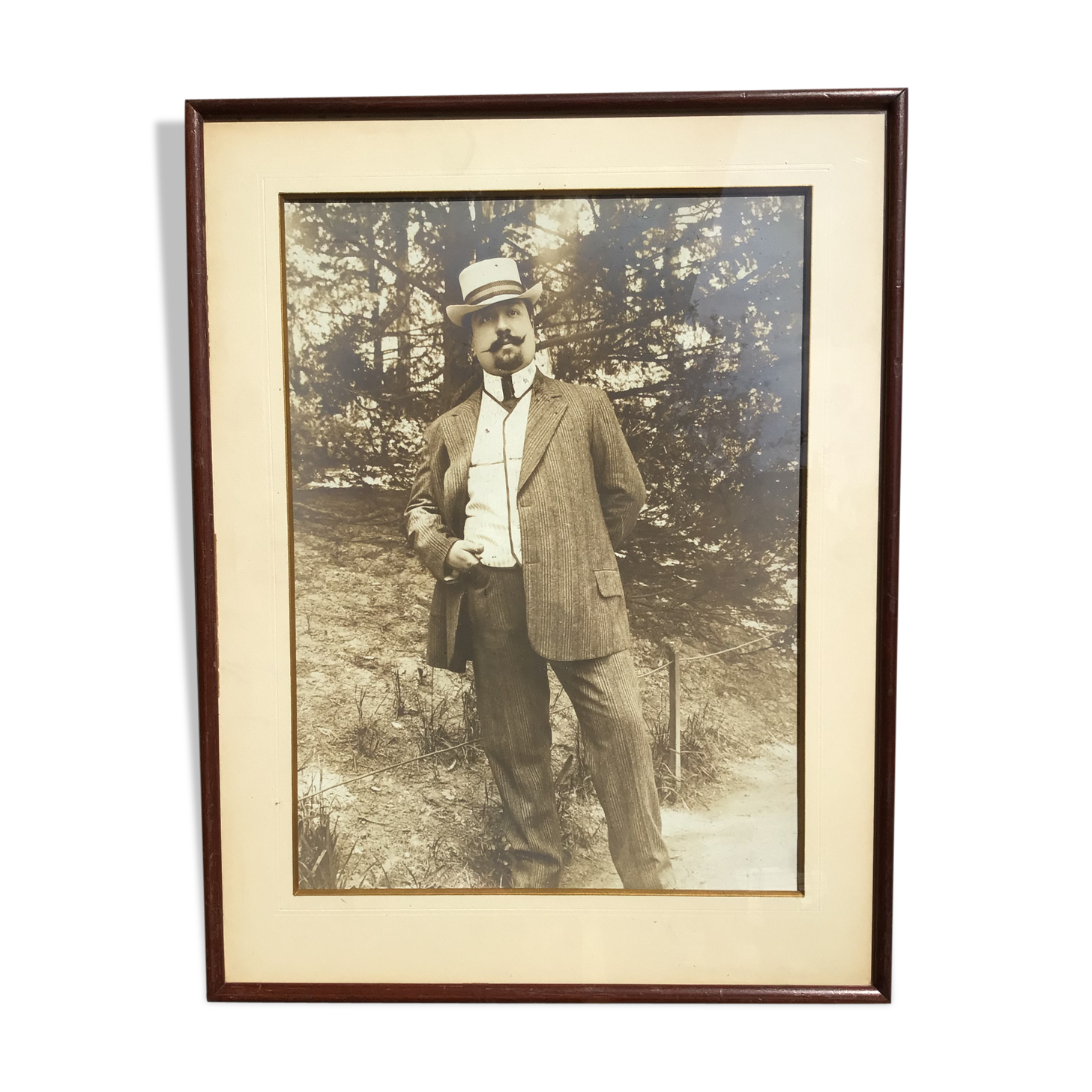 Sepia photo Elegant man circa 1910 framed