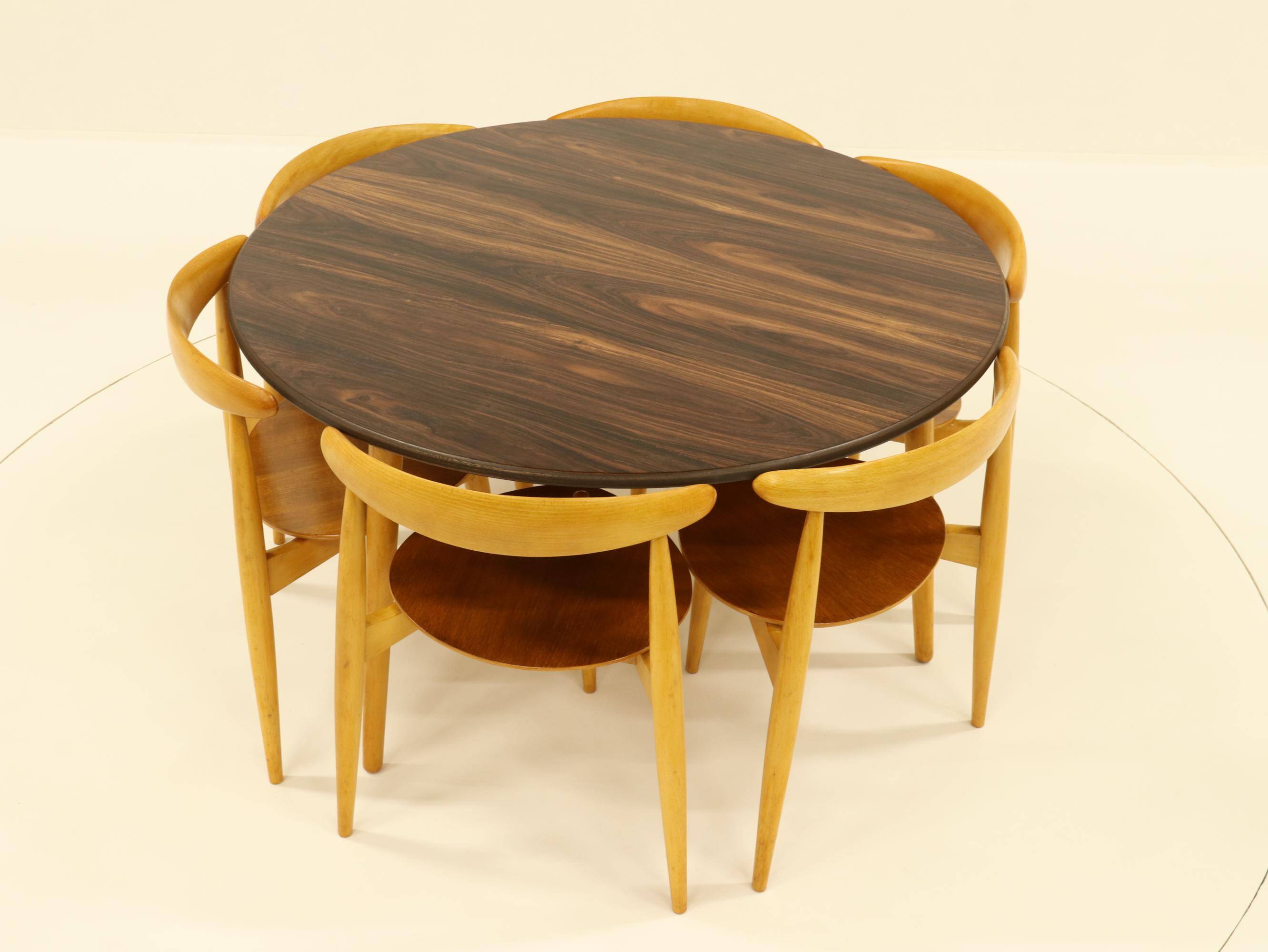 Heart dining set, designed by Hans Wegner for Fitz Hansen,  Denmark 1960s