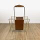 1960s faux leather and brass magazine rack