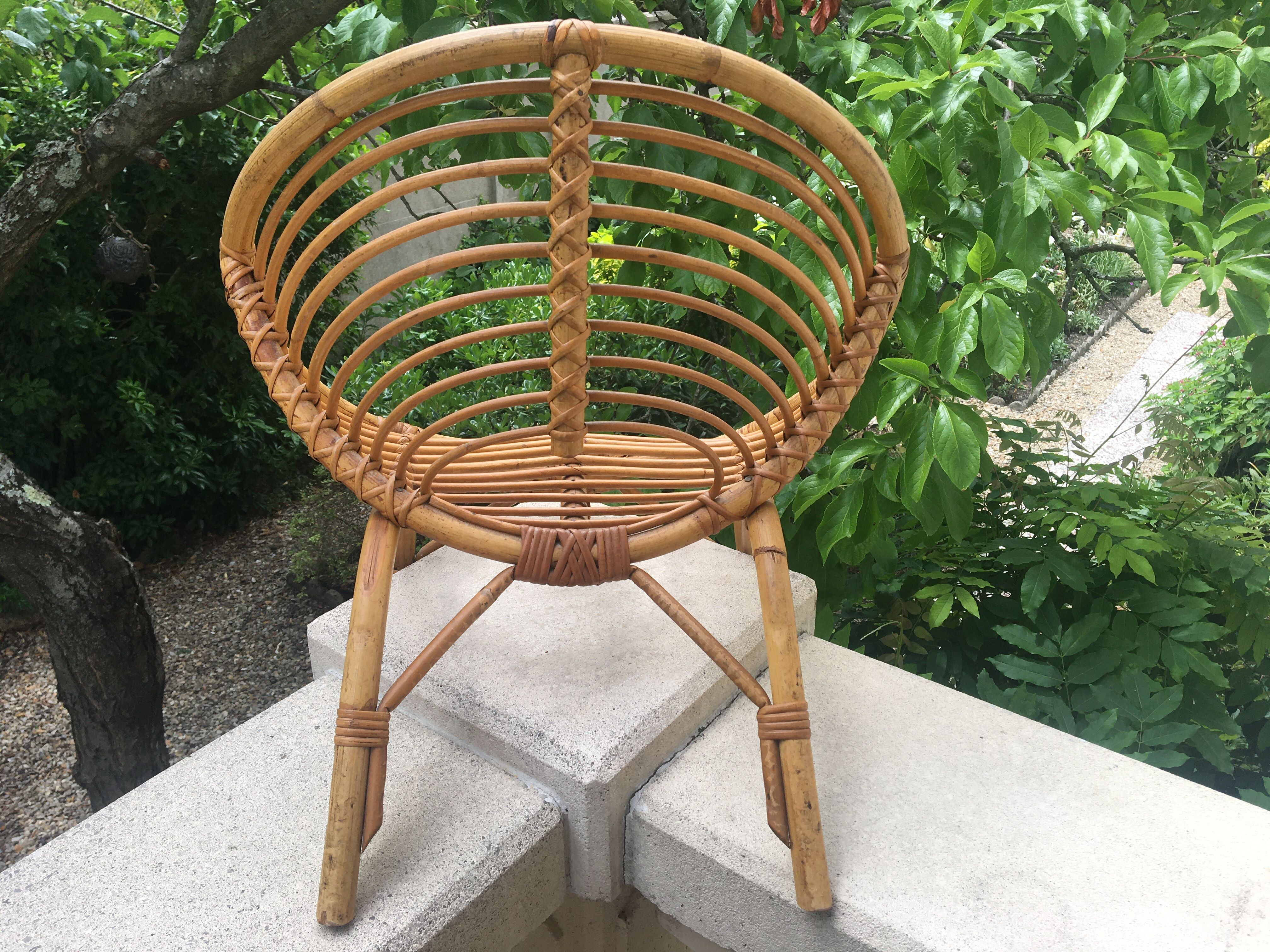 Rattan basket chair from the 60s
