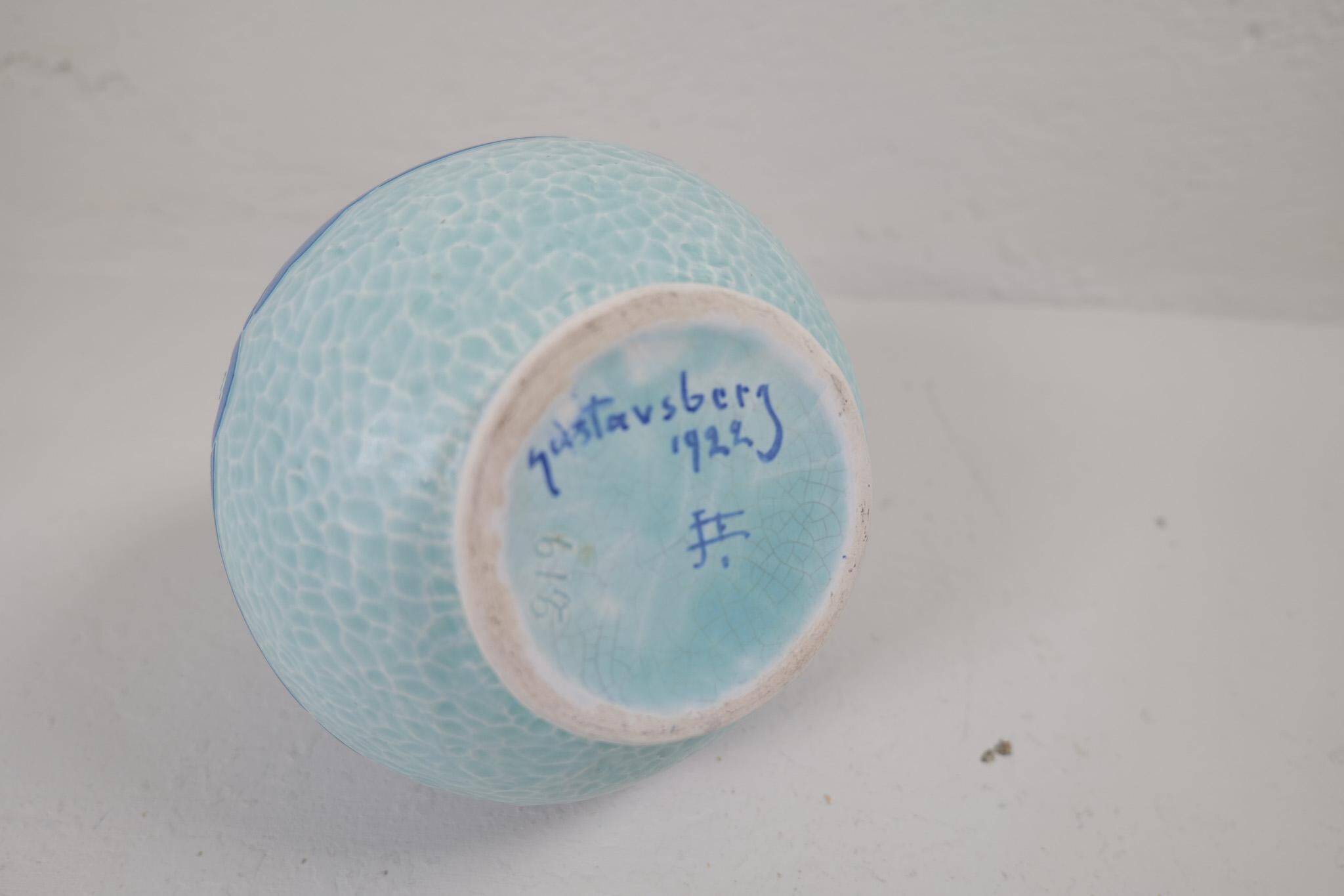 Art Deco Vase Gustavsberg Sgraffito Josef Ekberg, Sweden, 1922