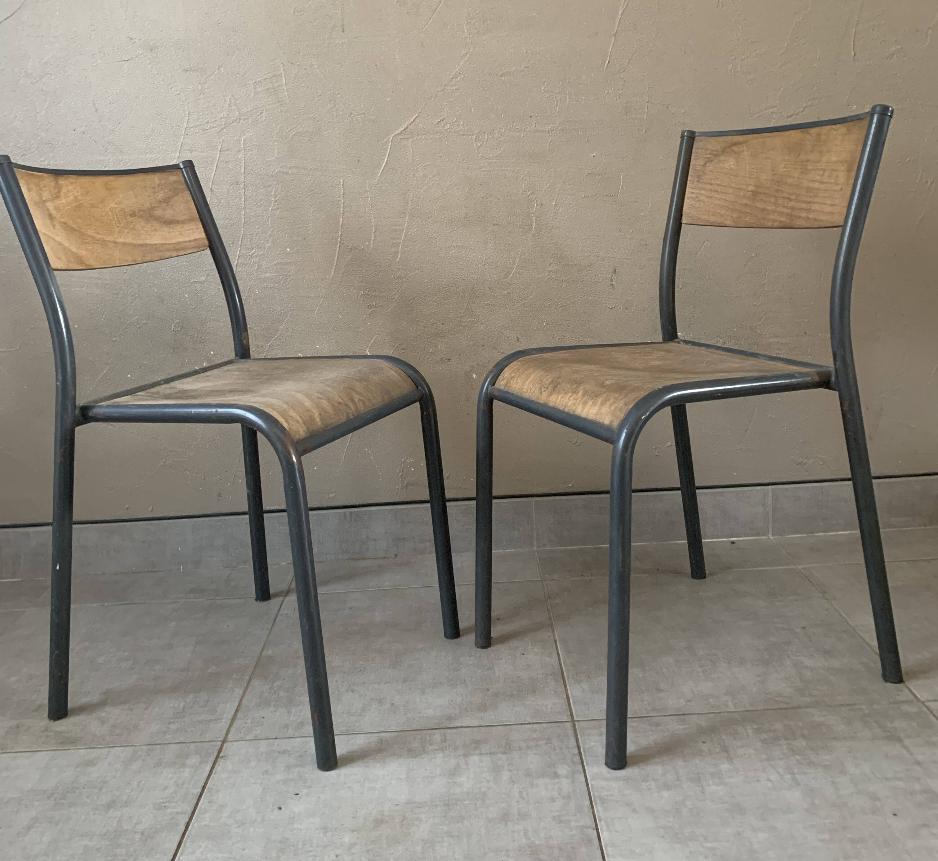 Set de 2 chaises d'école vintage Mullca 510