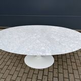 Original Knoll Tulip oval dining table (198cm) Carrara marble
