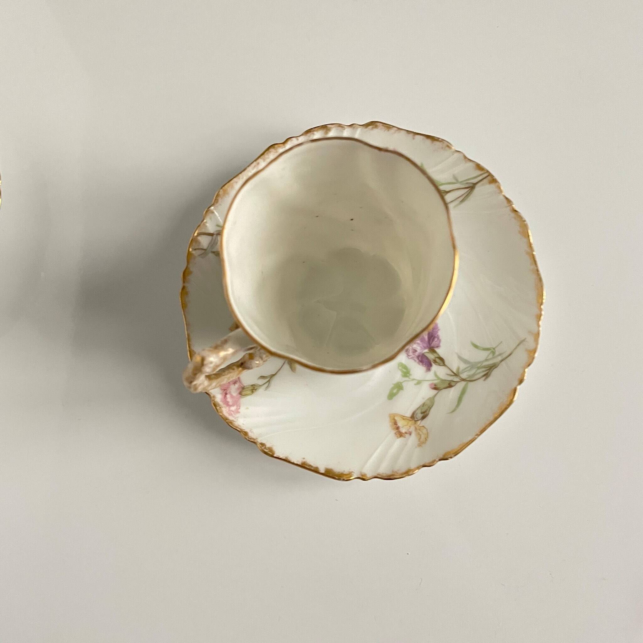 Set of 7 Porcelain Cups and Saucers | Elegant Floral Decor