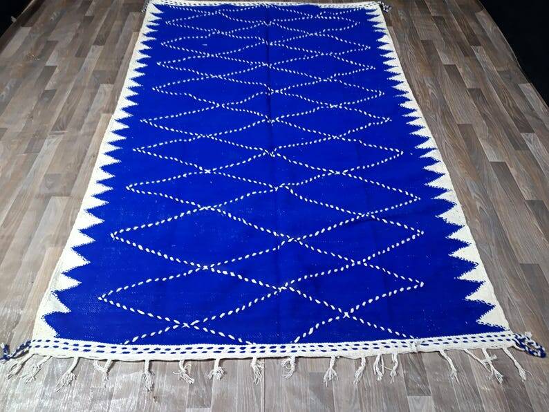 Blue Moroccan rug, handmade rug 150/250cm.
