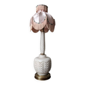 Lampe à poser en verre givré rose