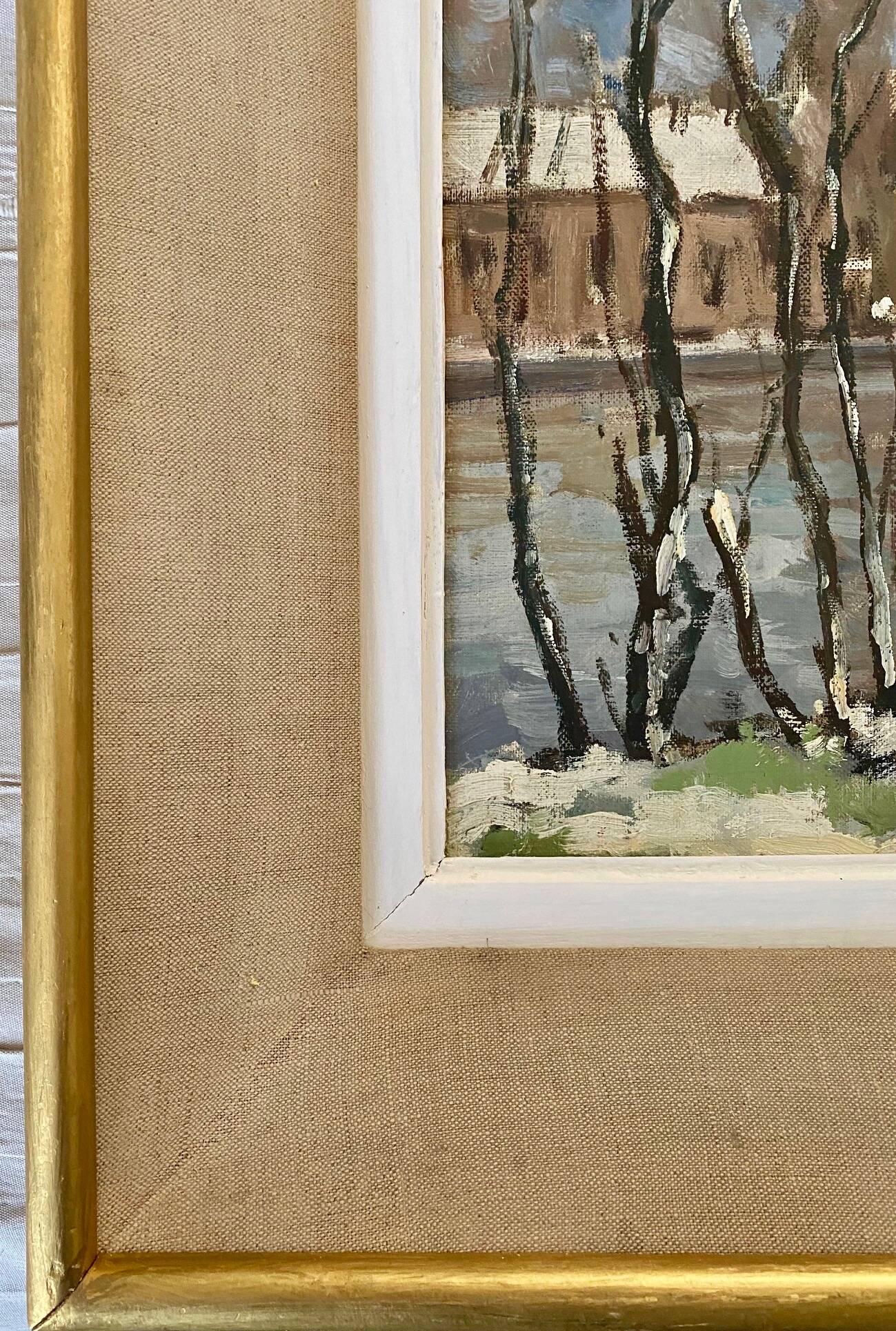 Snow landscape painting by Amédée Boucher.