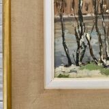 Tableau paysage de neige Amédée Boucher.