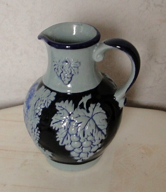 Pichet à vin faience bleu cobalt west germany