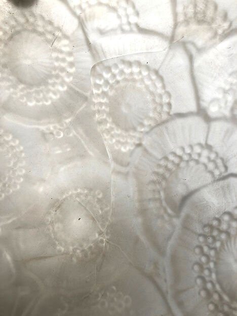 Art Deco pendant lamp, pressed glass basin, molded