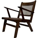 Art Deco oak armchair with webbing 1950s minimalist