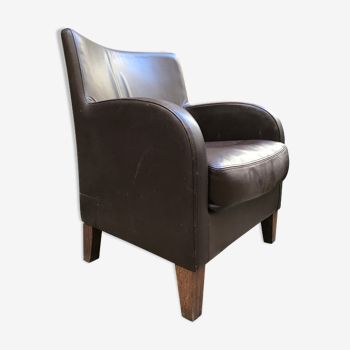 Fauteuil en cuir marron