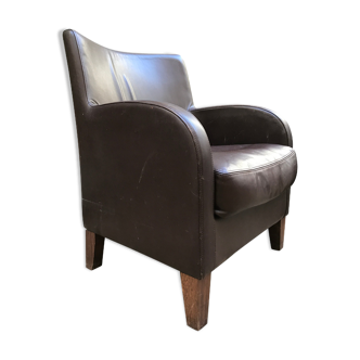 Fauteuil en cuir marron